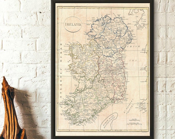 1799 Antique Map of Ireland Premium Quality Vintage Wall Art Decor