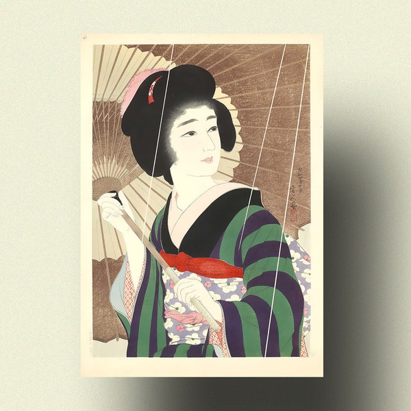 Regen - Torii Kotondo Druck Kumoi Sakura Poster Ukiyoe PosterJapanische Wandkunst Yoshida Poster Japanischer Druck Einweihungsgeschenk Wandkunst