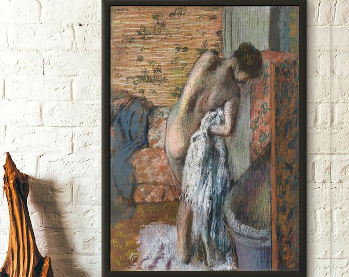 Premium Quality Poster: Edgar Degas Print After The Bath 1885 Fine Art Print Degas Poster Degas Drawing Nude Wall Art  Wall Art