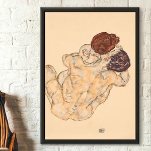 Egon Schiele Print - Lovers Man and Woman 1914 - Schiele Art Print Schiele Poster Art Reproduction Gift Idea House Warming gift Wall Art