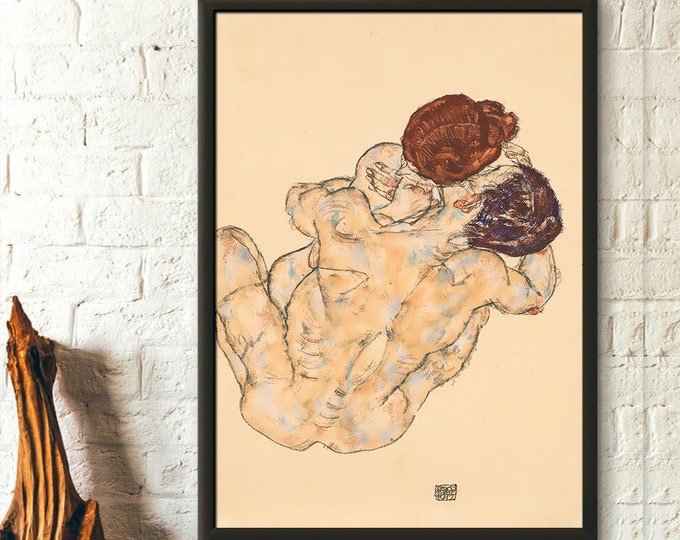 Egon Schiele Print Lovers Man and Woman 1914 Schiele Art Print Schiele Poster Art Reproduction House Warming  Wall Art