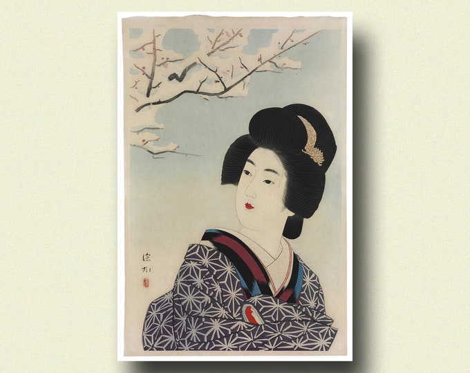 Japanese Beauty Ito Shinsui Plum Tree in Snow Ukiyo-e Poster