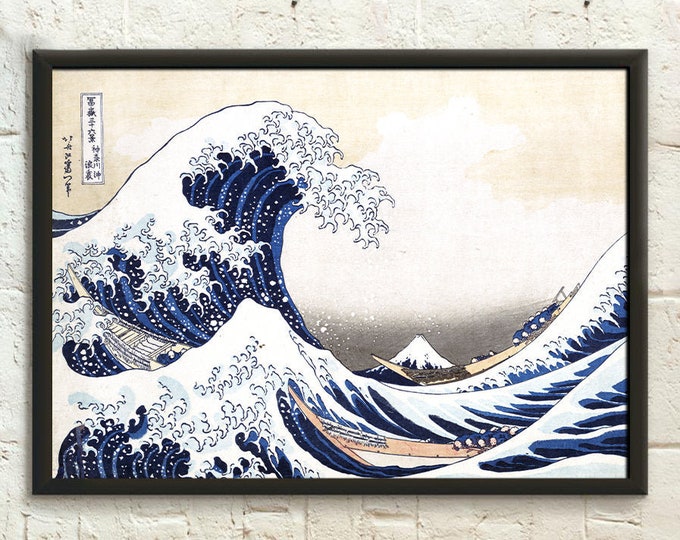 Great Wave at Kanagawa Poster  Hokusai 1930s Art  Premium Japanese Wall Decor