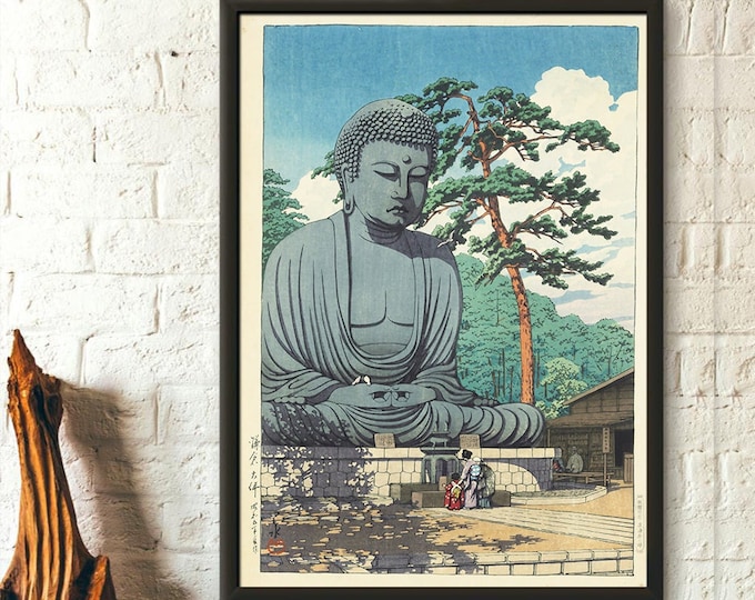 Great Buddha at Kamakura 1930 Kawase Hasui Print Japanese Print Ukiyo-e Poster Japan Wall Art Hasui Poster Japanese Decor Art Reproduction