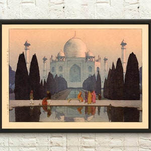Taj Mahal dell'artista giapponese Hiroshi Yoshid Ukiyo-e Poster Arte giapponese Poster giapponese India Poster Taj Mahal Stampa