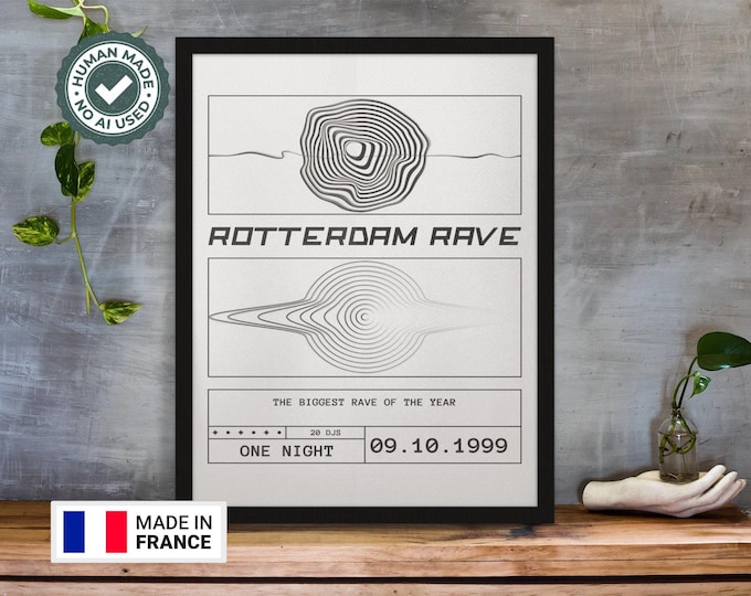 Rotterdam Rave Poster  Premium Techno Wall Art for Gabber  Electro Music Decor
