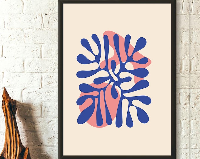 Mid Century Modern Art Print  Neutral Geometric Wall Art  Boho Botanical Decor with Rainbow Colors