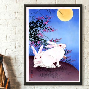 Ohara Koson Ukiyo-e Kaninchen Poster Premium Japanischer Kunstdruck Edo-Periode Wanddekor