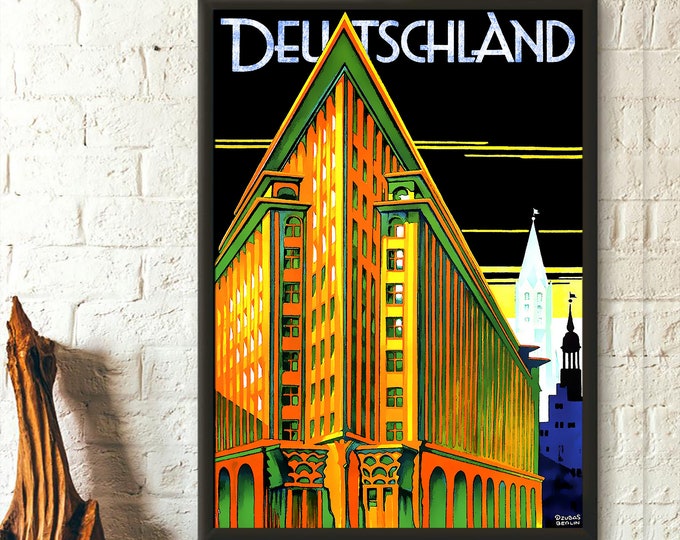 German Travel Print 1930 - Vintage Travel Poster Germany Poster Birthday Gift Idea Travel Wall Art Travel Decor - Living Room Prints