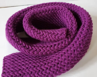 Beautiful handmade knit purple scarf.