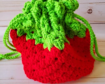 Handmade drawstring bag,crochet drawstring bag.