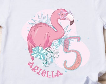 Personalised Flamingo Themed Birthday T-Shirt Any Name Any Age Flamingo FANDANGO