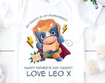 Personalised First Father's Day Baby Vest - 1st Father's Day as My Daddy - New Dad Gift from Baby