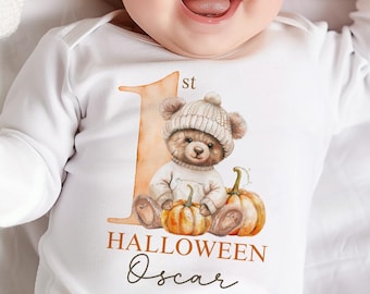 Baby's First Halloween Outfit, 1st Halloween Gift Idea,Bear design, 1st Halloween Sleepsuit, Halloween Vest for baby, baby Halloween costume