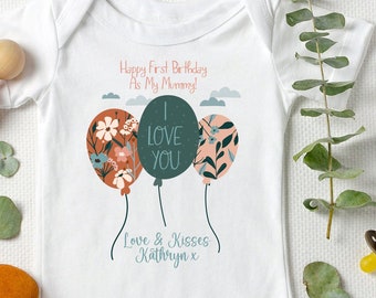 Happy Birthday 1st Birthday as My Mummy Outfit Sleepsuit Babygrow Bodysuit Mum Birthday New Mum Gift