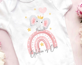 1st Birthday Bodysuit, Birthday vest, 1st Birthday Outfit, First Birthday, One vest, One bodysuit, Rainbow Elephant