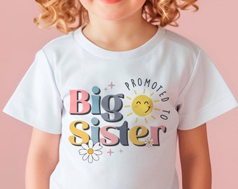 Big sister tshirt baby announcement | promoted to big sister personalised gift, siblings pregnancy reveal, kids tee cute t-shirt new sister