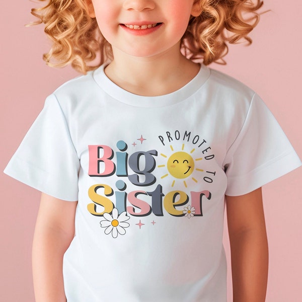 Big sister tshirt baby announcement | promoted to big sister personalised gift, siblings pregnancy reveal, kids tee cute t-shirt new sister