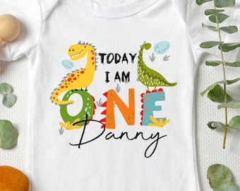 Personalised Dinosaur 1st Birthday Outfit Sleepsuit Babygrow Bodysuit Bib First Birthday Dinosaur