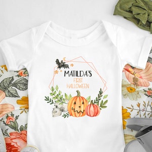 Personalised First Halloween Baby Vest, Grow, Bodysuit, Unisex, Pumpkin, Romper, Sleepsuit FANDANGO