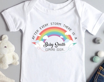 Personalised Rainbow Baby Pregnancy Announcement / Baby Reveal Vest Bodysuit Gift FANDANGO