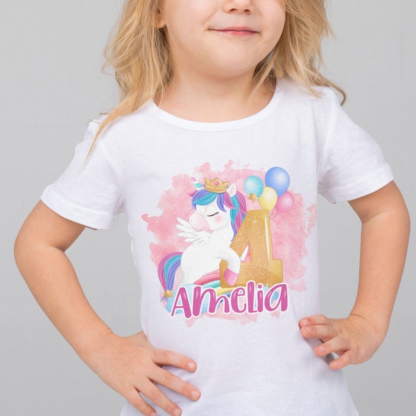 Personalised Unicorn Birthday T-Shirt - 4th Birthday - 4 Today - Kids Clothing Top Tee Birthday Gift Baby Toddler Unicorn When I wake tee
