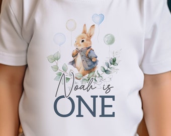 Personalised Rabbit Birthday T-Shirt - Any Name & Age - Kids Party Outfit Gift