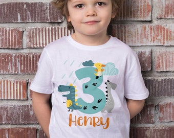 Personalised Dinosaur Birthday T-shirt 