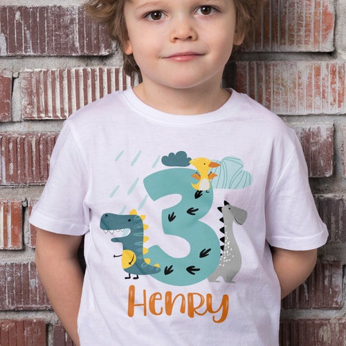 BIRTHDAY T-REX PERSONALISED BABIES/TODDLERS DINOSAUR T-SHIRT ANY NAME 