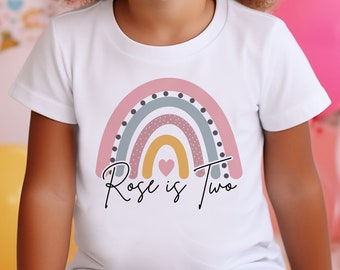 Personalised Rainbow Birthday T-Shirt Any Name Any Age