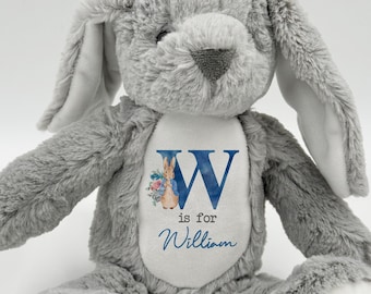 Personalised Bunny Rabbit, New Baby Gift, Personalised Plush Soft Toy, Any Name Teddy, Cuddly Toy, Girls and Boys Teddy Baby Shower Gift