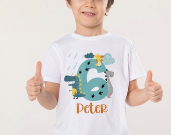 Personalised Dinosaur Birthday T-Shirt - 6th Birthday - 6 Today - Kids Clothing Top Tee Birthday Gift Baby Toddler Dinosaur When I wake tee