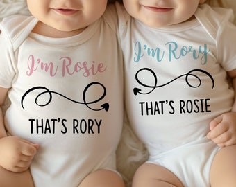 Personalised Twins Baby Unisex Vest Bodysuit Pregnancy