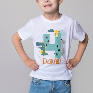 Personalised Dinosaur Birthday T-Shirt - 4th Birthday - 4 Today - Kids Clothing Top Tee Birthday Gift Baby Toddler Dinosaur When I wake tee