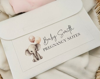 Personalised Elephant Pregnancy/Maternity Notes folder | Document Folder New Mum Gift New Baby Gift Rainbow Baby IVF Journey Hospital Bag