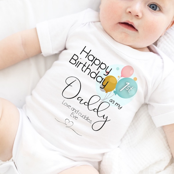 Happy Birthday 1st Birthday as My Daddy Outfit Baby Vest Sleepsuit Babygrow Bodysuit Dad Birthday New Dad Gift Rabbit FANDANGO