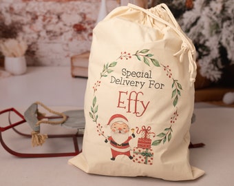 Personalised XL Christmas Sack - XL Organic Cotton Santa Sack - Custom Name Stocking Design