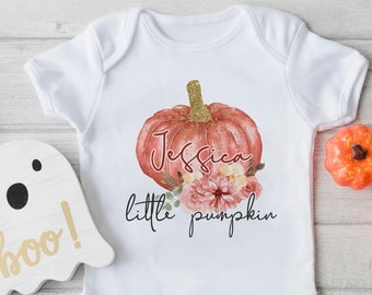 Personalised First Halloween Baby Vest, Little Pumpkin, Grow, Bodysuit, Unisex, Romper