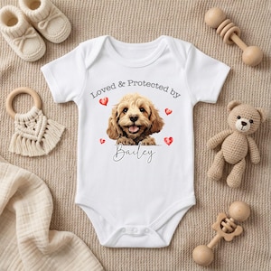 Personalised Cockapoo Sleepsuit - New Baby Coming Home Outfit - Custom Name Newborn Gift