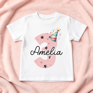 Personalised Kids Birthday T-Shirt - Any Name & Age - Kids Party Outfit Gift