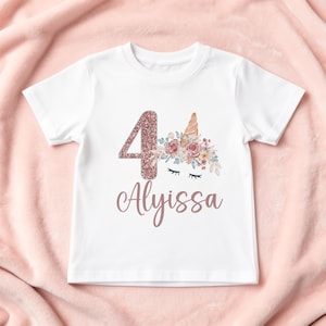 Personalised Unicorn Birthday T-Shirt - Any Name & Age - Kids Party Outfit Gift