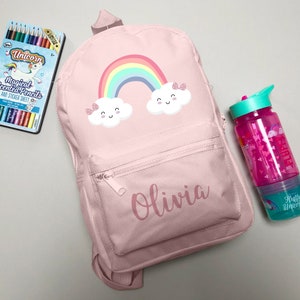 Personalised Rainbow Backpack ANY NAME Back To School Bag Backpack Kids Nursery Toddler Rucksack FANDANGO