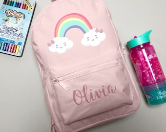 Personalised Rainbow Backpack ANY NAME Back To School Bag Backpack Kids Nursery Toddler Rucksack