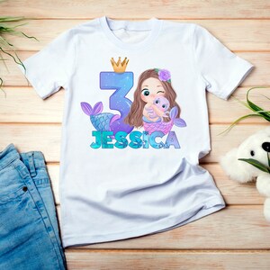 Personalised Mermaid Birthday T-Shirt Any Name Any Age Mermaid Under The Sea image 4