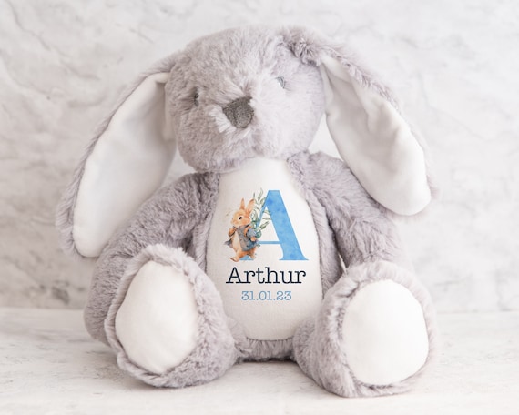 Personalised bunny rabbit, new baby gift, printed name bunny rabbit, your name teddy, baby keepsake, baby shower gift, teddy, plush toy
