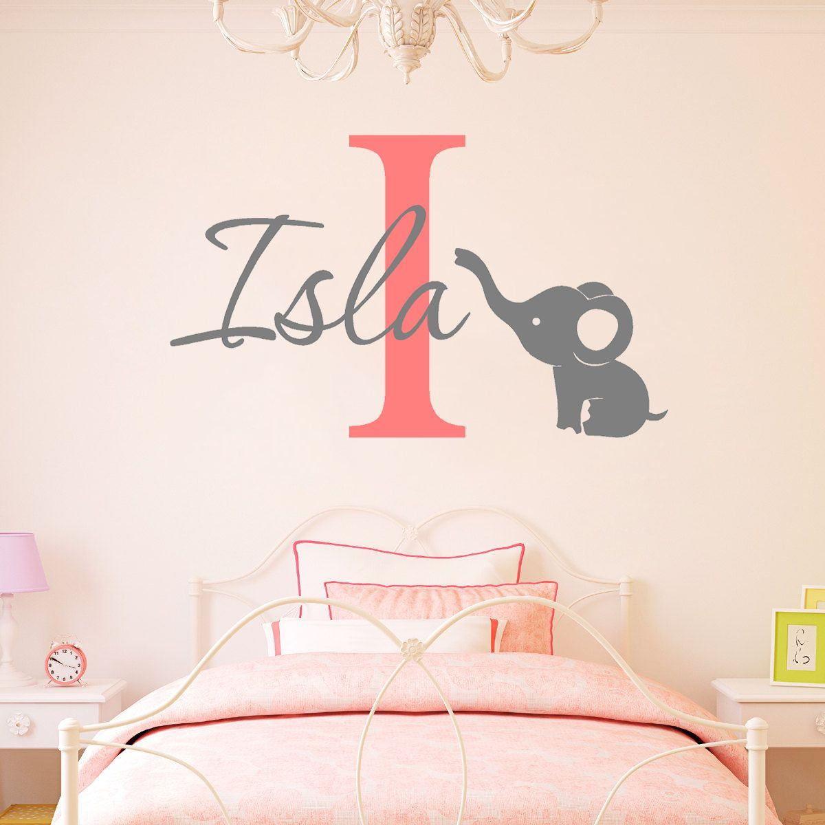 Personalised Elephant Name Wall Sticker Wall Decal Childrens Etsy UK