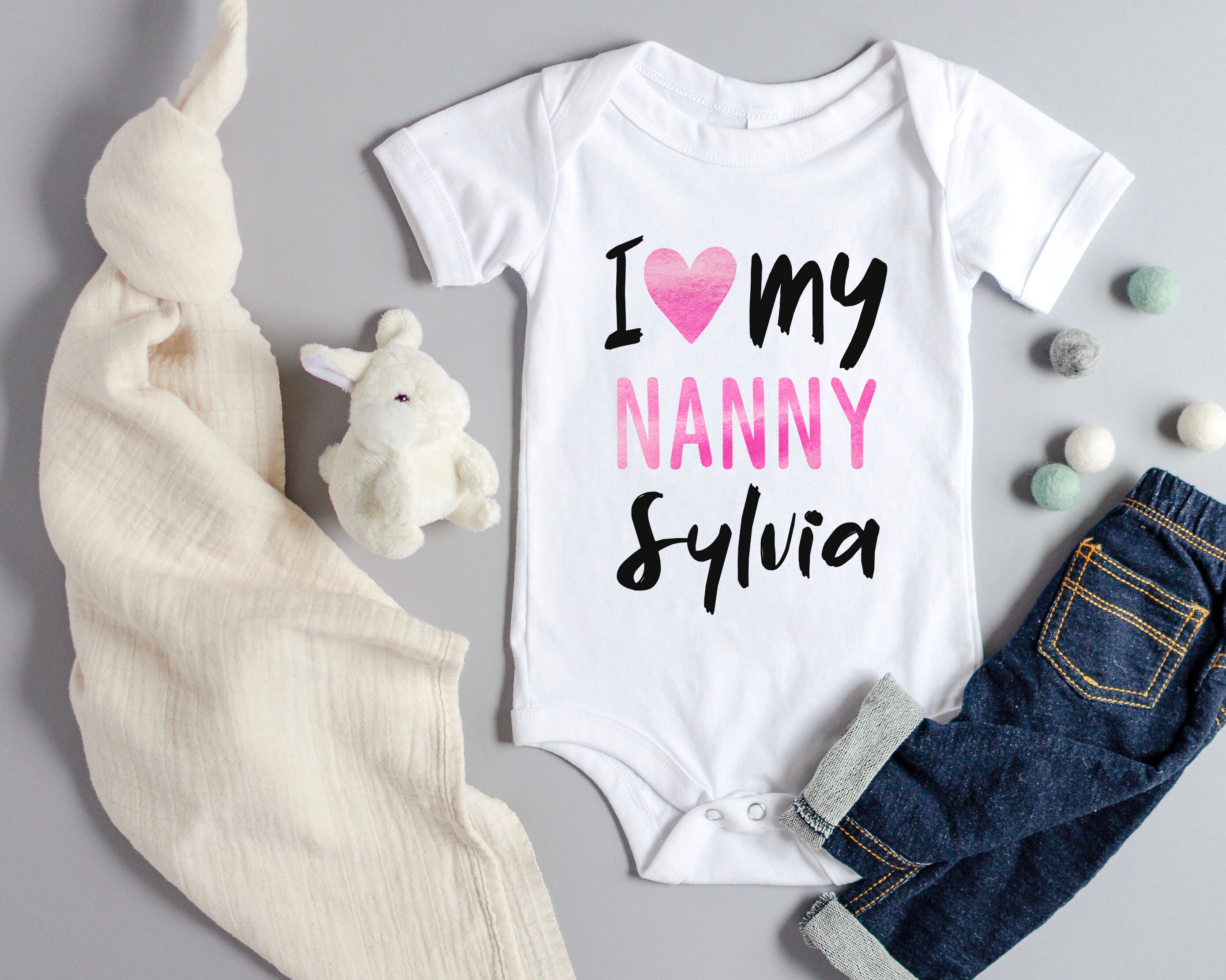 Personalised Any Name I Love My Nanny Baby Grow Bodysuit Vest Etsy UK