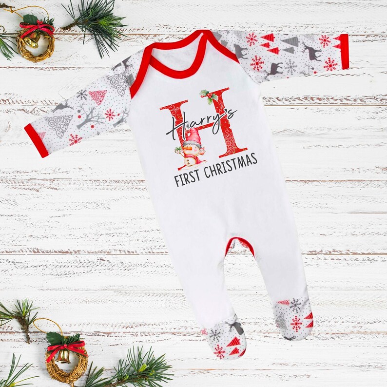 baby's 1st christmas sleepsuits