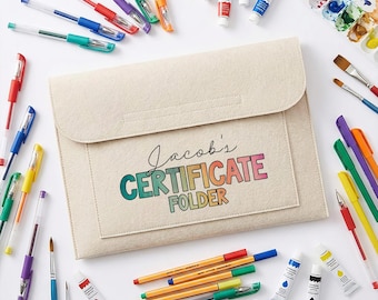 Personalised Certificate Holder Folder - School Award Document Storage - Custom Name Gift