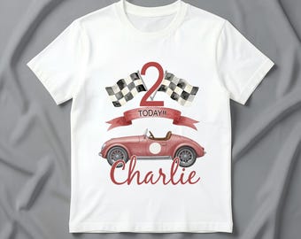 Personalised Vintage Car Birthday T-Shirt Any Name Any Age
